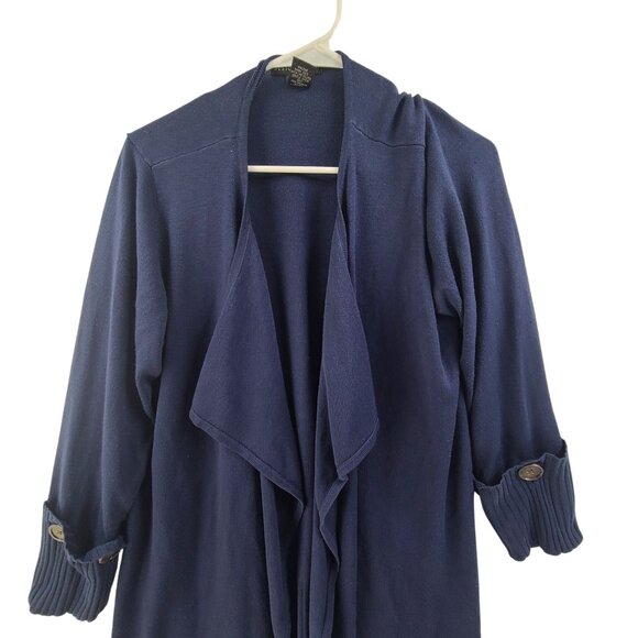 Design History Women's Knit CardiganSweater Open Front Mid Length Blue Size 1X - Picture 3 of 8